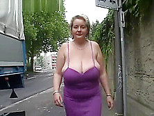 Busty German Milf Flashing Big Tits In Public