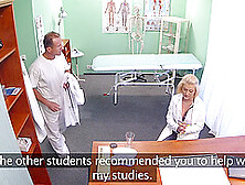 Blonde Nurse In The Red Lingerie Gets Fucked By The Doctor During Work