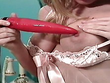 Hot Blonde In A Babydoll Nightie Plays With Dildo Then Fucks And Sucks