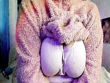 A Fat Woman Inside A Fluffy Suit Shows Her Body