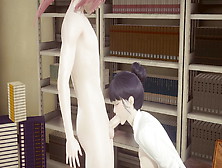 Hentai Uncensored - Shoko Sucks And Gets Fucked On Her Knees In The Library
