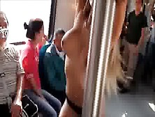 Slutty Latina Doing A Striptease On A Crowd Subway