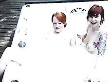 Luscious Redheads With Indulging Tits Gets Their Smoking Hot Bodies Wet As They Take A Bath Together In A Jaccuzi.