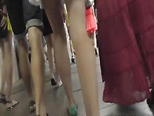 Blonde Girl With Nice Figure In Sexy Ass Upskirt Video