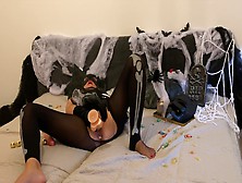 Catwoman Celebrates Halloween With Hot Self Fuck With Barefoot Poses And All Toys What She Has Home
