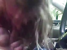 Girlfriend Puts Effort Into Public Blowjob In The Car