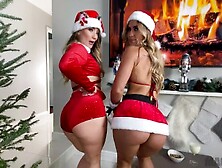 Big Dick Santa Fucks Two Pawgs Under The Tree For Christmas - Kelsi Monroe N Aj Applegate -