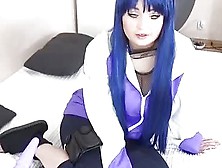 Chubby Chick With Blue Hair,  Hinata Is Using A Sex Toy To Drill Her Ass