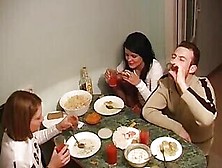 Amateur Russian Couple Make Love At The Kitchen After Drinking