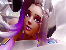 Sombra Gets Her Purple Lipstick All Over His Big Cock While He's Driving