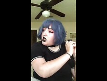 Goth Alt Chubby Slut Breath Play Self Belt Choke