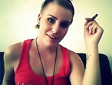 Hot Girl Dancing To Music And Smokes Cigar. Mp4