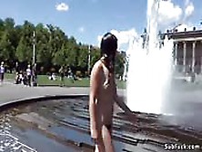 Naked Wet Slut Waling In The Public Park