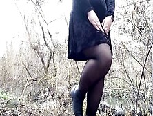 Luxurious Cougar Inside Dress And African Tights Shamelessly Pee Outside