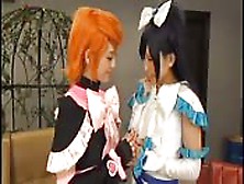 Japanese Lesbians Shares A Dildo