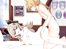 Kirara And Aether Have Intense Sex In The Bedroom.  - Genshin Impact Cartoon