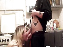 Tattooed Blonde Babe Gives An Voluptuous Blowjob