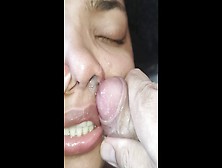 Stepdaughter Blowing In The Deepthroat And Sniffing Sperm