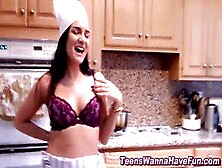 Hot Teen Mouth Gets Filled With Jizz In The Kitchen