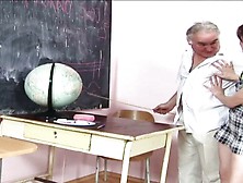 Old Teacher Fucks Young Student In Class
