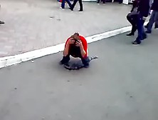 Drunk Russian Lady Peeing In Public