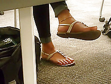 Latina Teen Candid Feet In The Library