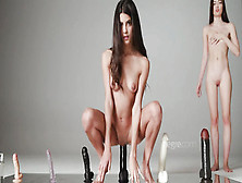Skinny Girls Have Fun With Huge Dildos