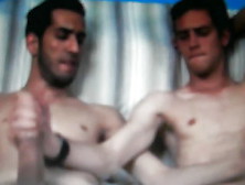 2 Mates Jerking Each Others Huge Cocks On Cam