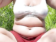 Flashing Gigantic Natural Titted Public Inside A Park.