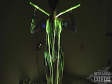 College Girl Pours Glow Stick Liquid All Over Her Hot Body