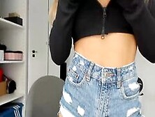 Yourbabyyy96 Nude Denim Shorts Tease