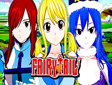 Fairy Tail Asian Cartoon 3D Set Of (Lucy,  Erza,  Juvia)