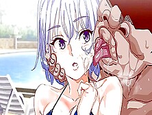 Tanned Guy Fucks Young Anime Girls By The Pool