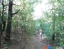 Chubby Girl With Big Booty Walking Nude In Forest