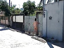 Nudist Housewife On The Street And Front Yard