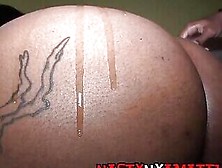 Ebony Bbw Inked Whore Gagging On Big Black Cock
