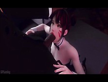 Bunny Girl D. Va Blowing Her Bosses Gigantic Ebony Meat