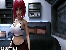 F. U. T. A.  Sentai Squad | Long Tit Red Haired's Futanari Penis Gushes