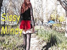 Sissy Chastity Striptease Photo Shoot In The Park