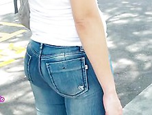 Slightly Chubby Bum In Jeans Caught On Hidden Camera
