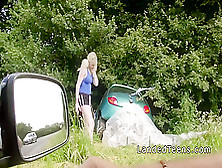 Busty Blonde Teen Bangs Stranger Outdoor