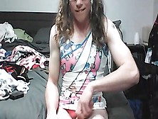 Allie,  The Canadian Crossdresser Sissy Whore,  Gets Off While Edging In Her Pretty Outfit