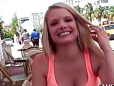 Blonde Showing Tits And Undies Upskirt In Public