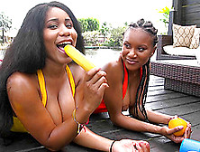 Two Chocolate Goddesses Having A Threesome With Their White Buddy