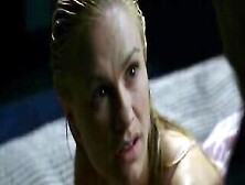 Charming Anna Paquin Talks With Guy At Bed