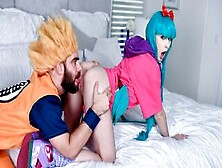 Blue-Haired Doll Fucks In Intense Cosplay Sex Action On The Bed