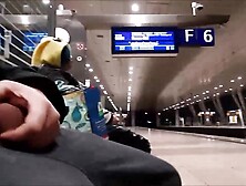 Flash And Cum For Asian At Train Station