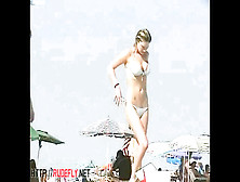 Platinum-Blonde Cutie Undressing Naturist Beach Voyeur Flick