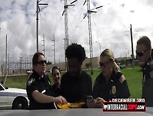 Busty Cops Put A Condom On A Huge Black Suspect S Cock