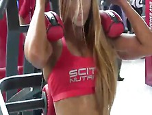 Horny Blonde Doing Weights